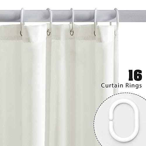 Furlinic Beige Shower Curtain Waterproof Mould Proof Resistantand Bath Curtains 240x180cm Washable Polyester Fabric with Weight Tape for Wet Room 94x72 Inch - Image 2