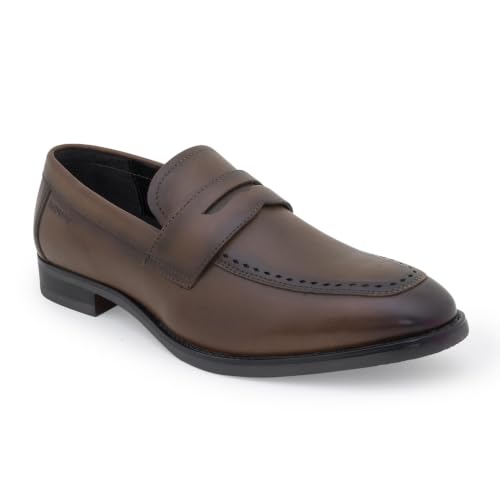 Image of Red Tape Men's Formal Shoes Teak Leather Round Toe Slipon Flexible Support