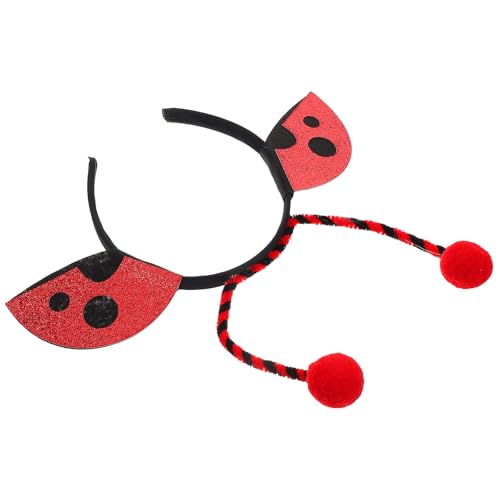 Bandeau de dessin animé insecte rouge à pois noirs en tissu pour fête