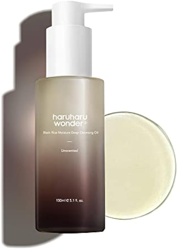 HARUHARU Wonder Black Rice Moisture Cleansing Oil 5.1 fl.oz / 150ml | Korean Facial Cleanser, Makeup Remover | Vegan, Cruelty Free | Jojoba Seed Oil, Macadamia Seed Oil