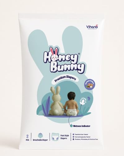 Image of HONEY BUNNY Medium Premium Baby Diaper pant | Ultra thin | Cottony Soft | Super Absorption|shea butter