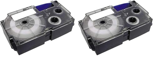 Image of Casio XR-9X-S-DJ /XR-9X1-W-DJ Label Printer Tape (Black Ink Clear) (Pack of 2)