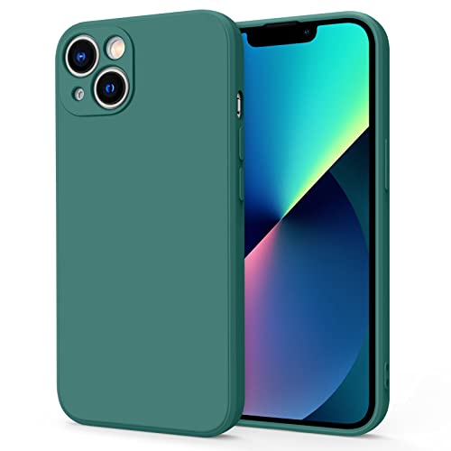 AK Funda para iPhone 13,Funda de Liquida Silicona con Forro de Microfibra Suave para iPhone 13(Verde Oscuro)