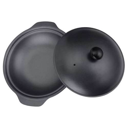 HYTROVE Olla de Cocina 16 CM de Hierro Fundido Tapa, Cazuela para Guisar Fideos y Estofados, Utensilios de Cocina para Uso Doméstico y Cenas Familiares