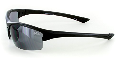Stone Creek® MX1 Men's Wrap-Around Bifocal Reading Sports Sunglasses (Black w/Smoke +2.50)3