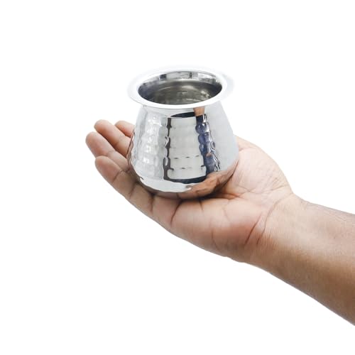 Image of Stainless Steel Lota|Kalash|Sombu|Theertha Sembu|Vessel|Jug|Karwachauth| Diwali|Wedding|Kamandal|Gangajal|Water Gangotri|Chambu[Wt:130g C:300ml]-Hammered chombu