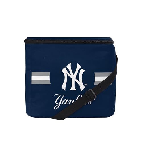FOCO MLB Officially Licensed Primary Logo Team Stripe 6 or 12 Pack Soft Insulated Game Day Baseball Lunch Tote Cooler - New York Yankees - 6 Pack