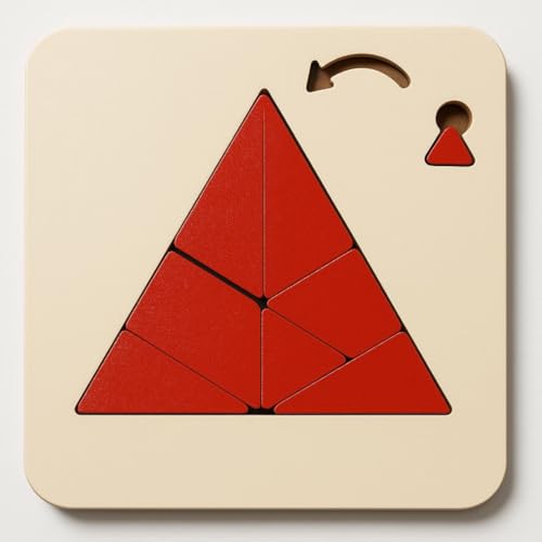 Image of Wooden Triangle Puzzle Board Game, Educational Brain Teaser for Kids and Adults (Ivory)