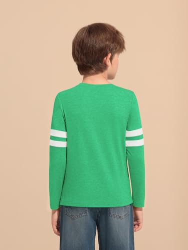 Image of Haloumoning Boys Long Sleeve Shirts Kids Crewneck T Shirts Casual Striped Tops Tees 5-14 Years