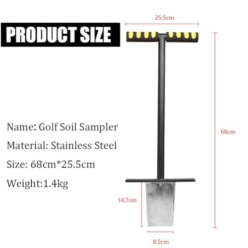 Bodenprobe aus Edelstahl, 68 cm, mit Fußpedal, T-förmiges Design für Rasen, Golfplatz, Gartenarbeit, Landwirtschaft, Wurzeltiefenanalyse und Feuchtigkeitstests