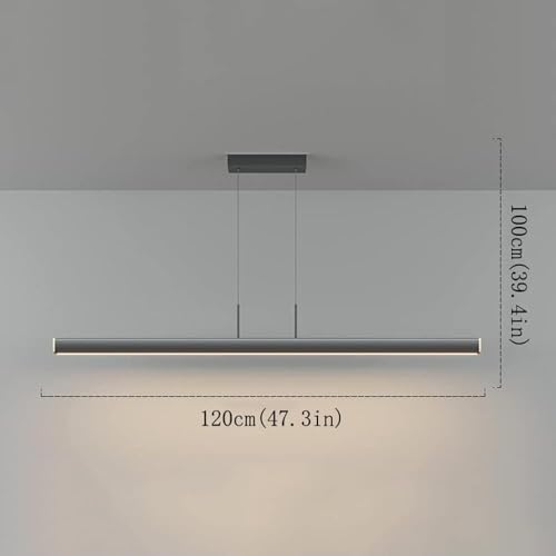 Modern Long Strip Chandelier LED Tri-Color Dimmable Ceiling Hanging Lamp Minimalist Dining Table Adjustable Pendant Light