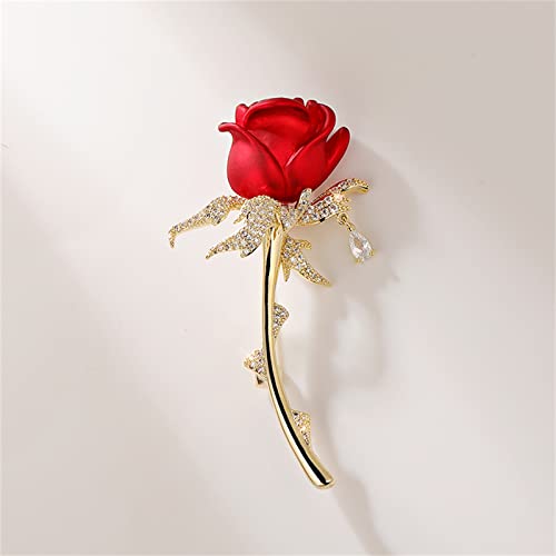 Image of Red Rose Flower Brooches and Pins for Women Costume Jewelry Brooch Pins Broches Jewelry for Women Elegant Lady Pin