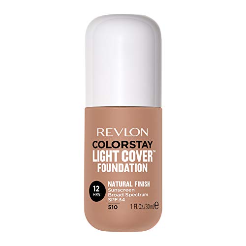 Revlon ColorStay Light Cover Liquid Foundation, Hydrating Longwear Weightless Makeup with SPF 35, Light-Medium Coverage for Blemish, Dark Spots & Uneven Skin Texture, 510 Cappuccino, 1 fl. oz.