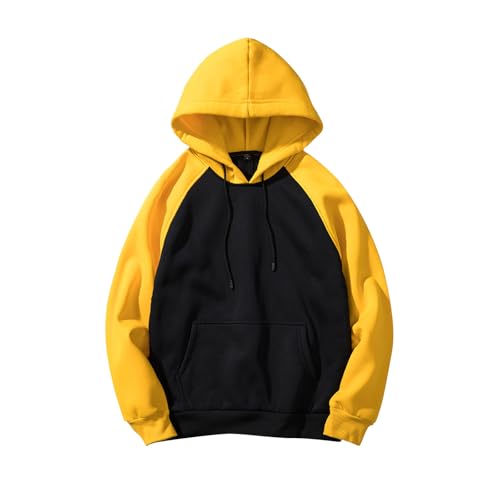 Mens Trendy Color Block Hoodies Sweatshirts with Pocket Fleece Long Sleeve Hooded Pullover Casual Patchwork Tops4