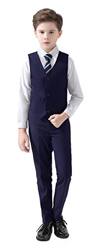 Boys Suits 5 Piece Slim Fit Suit for Kids Formal Ring Bearer Suits