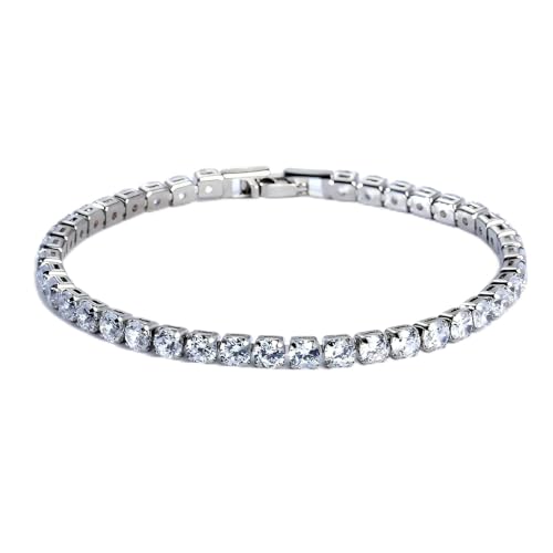 Image of BLACK PEARL Elegant Style Tennis Bracelet with Multicolour Zirconion Stones, Gold and Silver-Toned Bracelet For Women & Girls