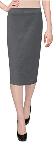 Baby'O Women's Basic Below The Knee Stretch Denim Pencil Skirt3