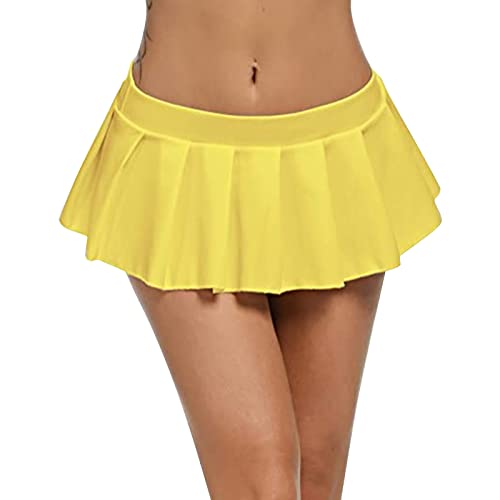 Faldas Talla 52 Yoga Deporte Club de Moda Mini Falda de Cintura Baja Maillot Para Niñas Manga Larga Con, amarillo, S