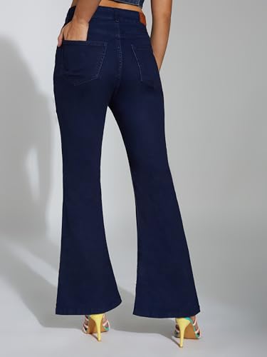 Image of Miss Chase Women's Skinny High Rise Cropped Length Fringe Detailing Stretchable Denim Jeans
