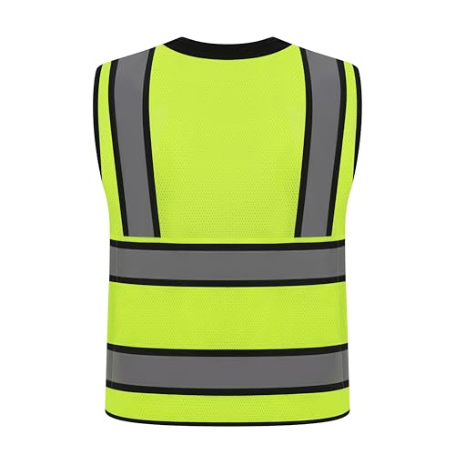 Image of Gasoline Class 2 High Visibility Reflective Safety Vests Women & Men | With 15 Pockets And Zipper Front,Meets Ansi /Isea Standards