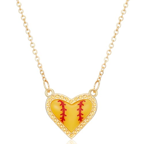 Softball/Volleyball/Basketball/Baseball/Soccer/Football Necklace for Women Girls, Heart Necklace Sport Accessories Hypoallergenic Game Day Team Jewelry Gifts