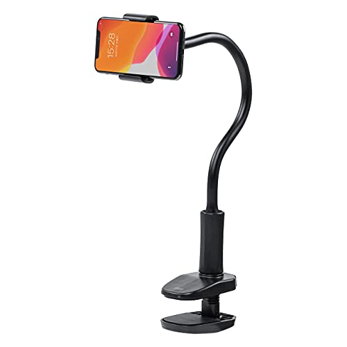 サンワダイレクト スマホアームスタンド クランプ式 360°回転 ケーブルクリップ付 200-STN039