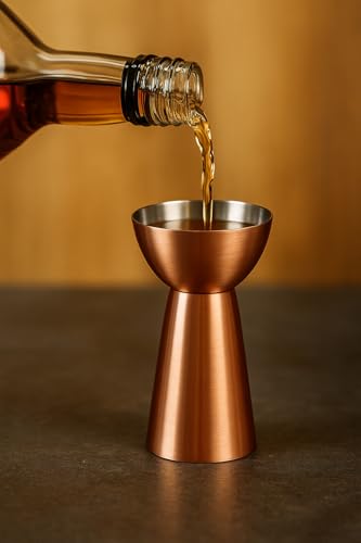 Image of The Empty Space Stainless Steel Peg Measurer 50 & 25ml, Cocktail Jigger, Shot Glass, Measuring Cup Tool, Drink Measuring Bar Tool Double Side Jigger: Copper Finish