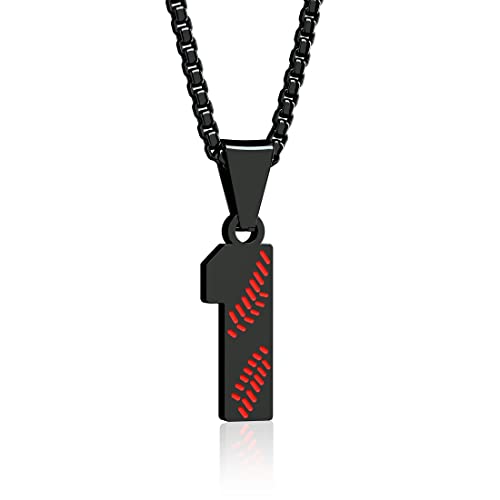 Aiyo Fashion Inspiration Baseball Jersey Number 0-99 Necklace - Stainless Steel Chain Pendant - Team Jewelry Gift for Boys Girls