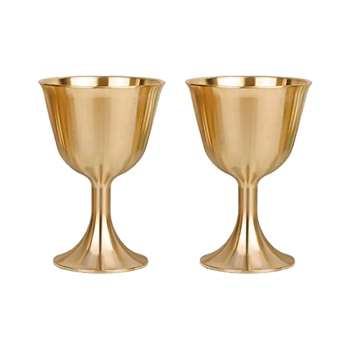 Yeekidaij 2 Pcs Wine Cups Brass Wine Glasses Sleek Wine Goblets For Champagne Whiskey Cocktail #TOP28