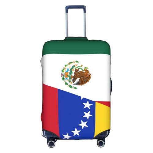 Travel Luggage Cover Half Mexico Half Venezuela Flag Fashion Washable Baggage Suitcase Protector Fit For Luggage Small
