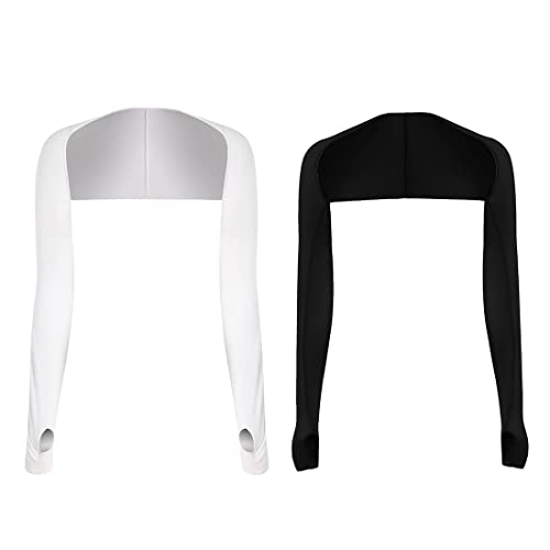 TSLRSA UV Schutz Bolero - 2 Stück Schal Arm Armmanschette Kühlschal Armmanschettes Fingerlöcher Sonnencreme Cooler Shrug Armmanschette Schwarz Weiß