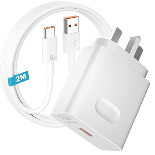 100W SuperCharge Power Adapter for Honor 200 400 Pro Lite 90 70 Magic 6 7 Pro,USB Fast Charger Plug UK+2M SuperCharging Cable for Honor Magic6 Pro 5 Lite V5 V3 200 90 Smart x6a x6b X7b X8b X9b Pura 70