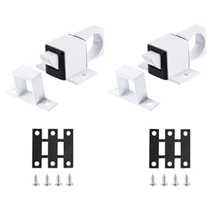 QUARKZMAN 2Stk Tür Riegel Verriegelung Aluminium Legierung Automatisch Feder Prall Schloss Sicherheit Zug Ring Feder Prall Tür Riegel für Tor Fenster Schlafzimmer Schuppen Weiß