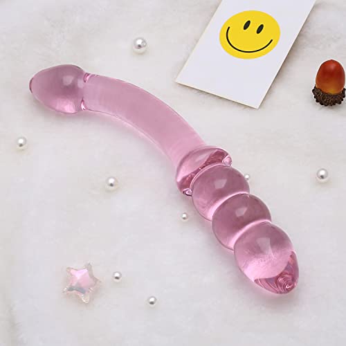 Akstore Crystal Glass Dildo Anal Beads Butt Plug G-Spot Massager (Purple) #TOP2