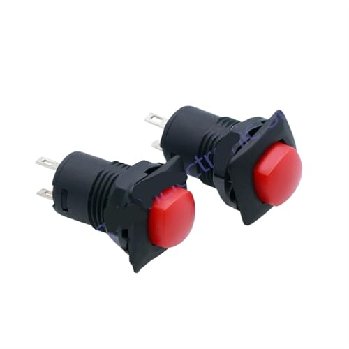 Bouton poussoir 12mm DS-426 de verrouillage interrupteur carré rouge 2 broches 250V