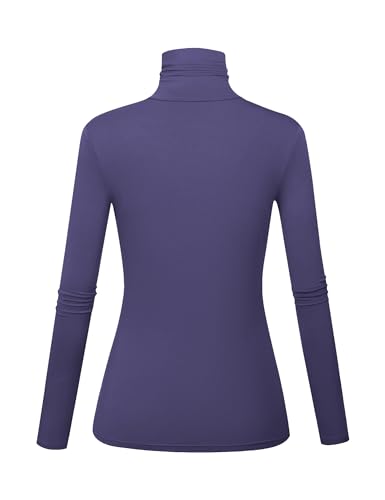 Image of Women's Long Sleeve Turtleneck Shirts Slim Fitted Lightweight Base Layer Casual Tops