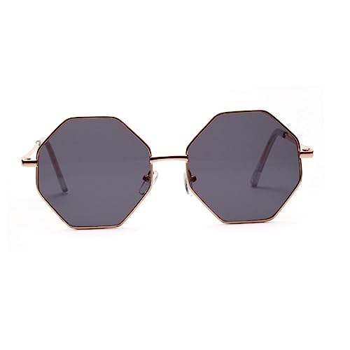balacoo 1 Pair Stylish Retro Polygonal Frame Sunglasses Decorative Eyewear for Beach Vacation Grey