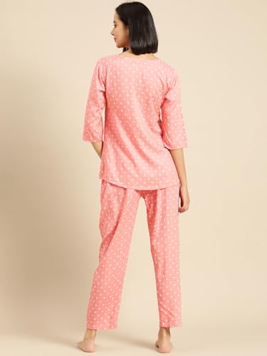 Image of Ichaa Women's Rayon Night Suit Printed Top & Bottom Set