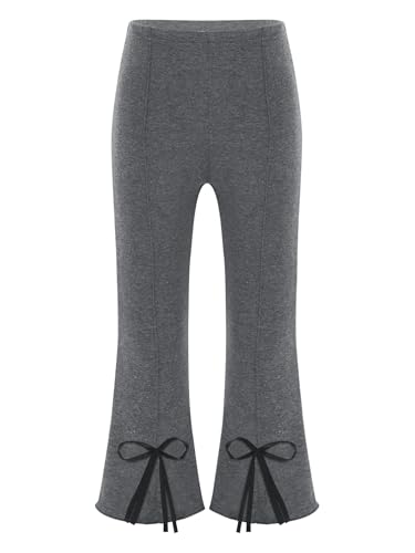 Sywiyi Toddler Baby Girls Elastic Waistband Bowknot Flared Pants Trouser Y2K Bell-Bottom Pants and Leggings