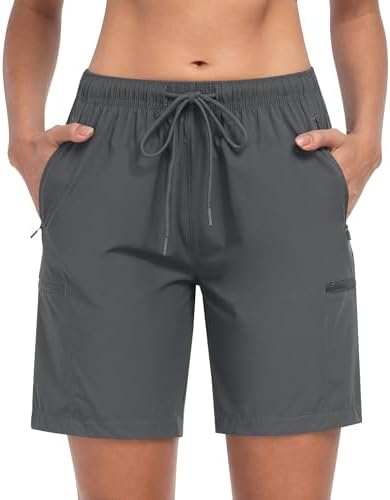 CHRLEISURE Women's Hiking Cargo Shorts, 7'' Zipper Pockets Quick ...
