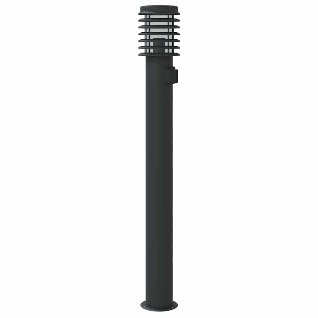 vidaXL Lampy ogrodowe na słupku, z gniazdkiem, 3 szt., czarne, 110 cm, stojąca lampa ogrodowa, oświetlenie ogrodowe, oświetlenie tarasowe