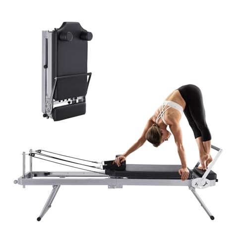 HYD-Parts Pilates Reformer Foldable Reformer Pilates Machine for Home Use Pilates Equipment for Home Workouts Cardio Fitness Rebounder Up to 300 lbs Weight Capacity