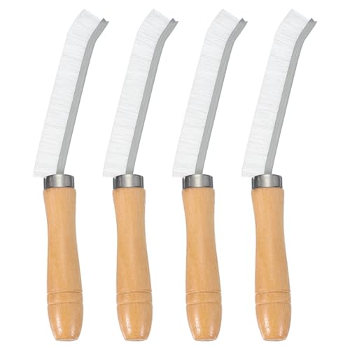 Image of uxcell 4pcs Crevice Cleaning Brush, 8.6 Inch Hard Bristle Cleaning Brush Bathroom Cleaning Tools for Corner, Window, Faucets, White