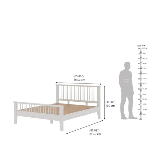 Image of Wakefit Bed | Queen (78 X 60) Solid Wood Bed Without Storage, 3 Year Warranty | - Kairavi - White Matt