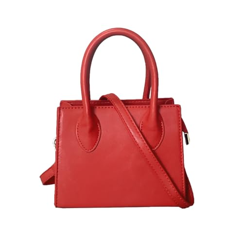 Small crossbody tote bags for women faux leather cute clutch mini purses and handbags (Red)