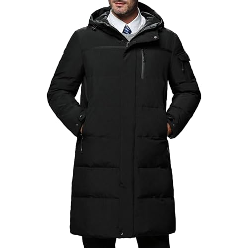 JEKE-DG Men's Zip Up Thicken Heavyweight Puffer Jacket Hooded Insulated Long Down Coat Business Casual Winter Bubble Coat