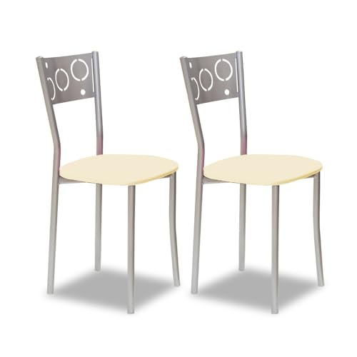 ASTIMESA SCPRBE Dos sillas de Cocina, Metal, Beige, Altura de Asiento 45 cms
