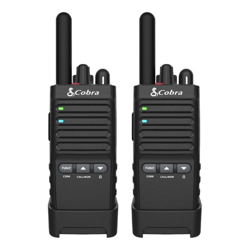 Cobra PX650 Professional Walkie Talkies (2-Pack) – PMR446 Rechargeable Business Two-Way Radios, 300,000 sq. ft/25 Floor Range, Dust Protected and Splashproof (IP54 rating), Black