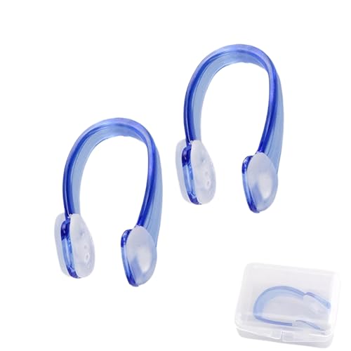 BLOOPIC 鼻栓 ノーズクリップ 2個セット 大人用 シリコン製 水泳用 防水 滑り止め付き 痛くない 軽量 ユニセックス 小型 初心者 プール ジム 背泳ぎ クイックターン スイムアクセサリー 練習用 再利用可能 スイミンググッズ(ブルー)