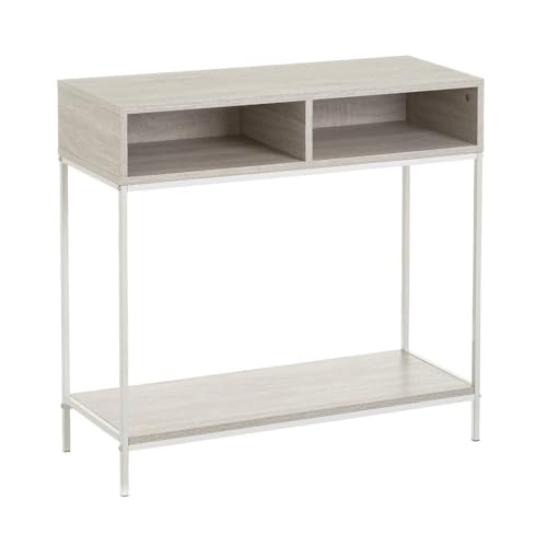 LOLAhome   Mueble Recibidor, Consola AuxiliarMesa Estrecha y Alta para Entrada Salón Habitación o Cocina Madera y Metal, 75x80x30 cm Madera Blanco